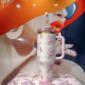 Large Capacity Insulated Water Bottle, With Fashionable Print, Made Of Stainless Steel. Bottle Cap Has A Locking Design, Ensuri