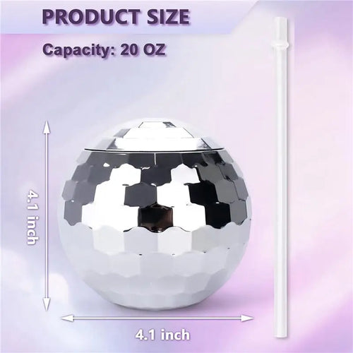AB47-27 PCS Disco Ball Cups, 20 OZ Disco Cups With Straws And Lid, Reusable Flash Ball Tumbler Cocktail Cup For Partys Bar
